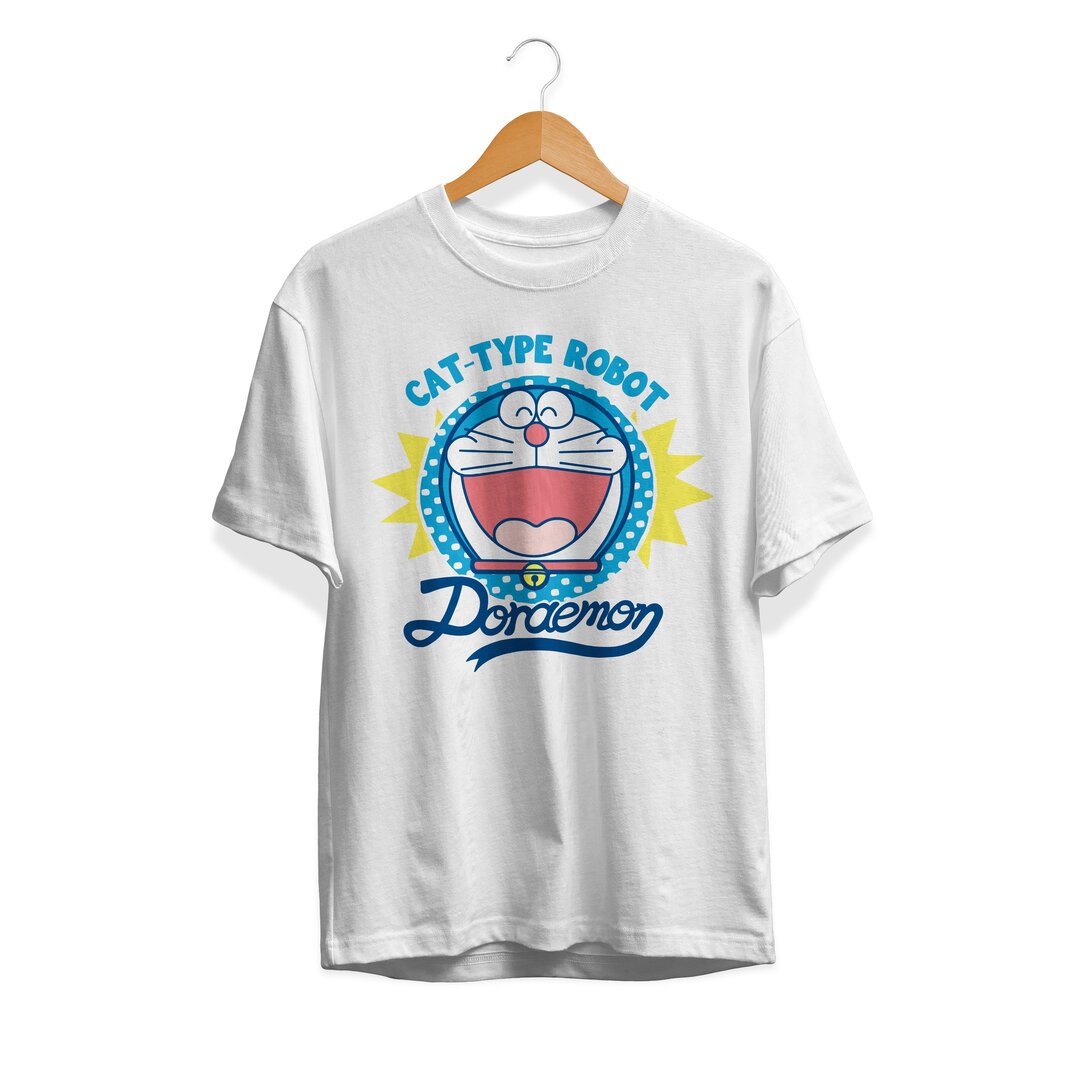 Cat Type Robot Unisex Half Sleeve T-Shirt — White