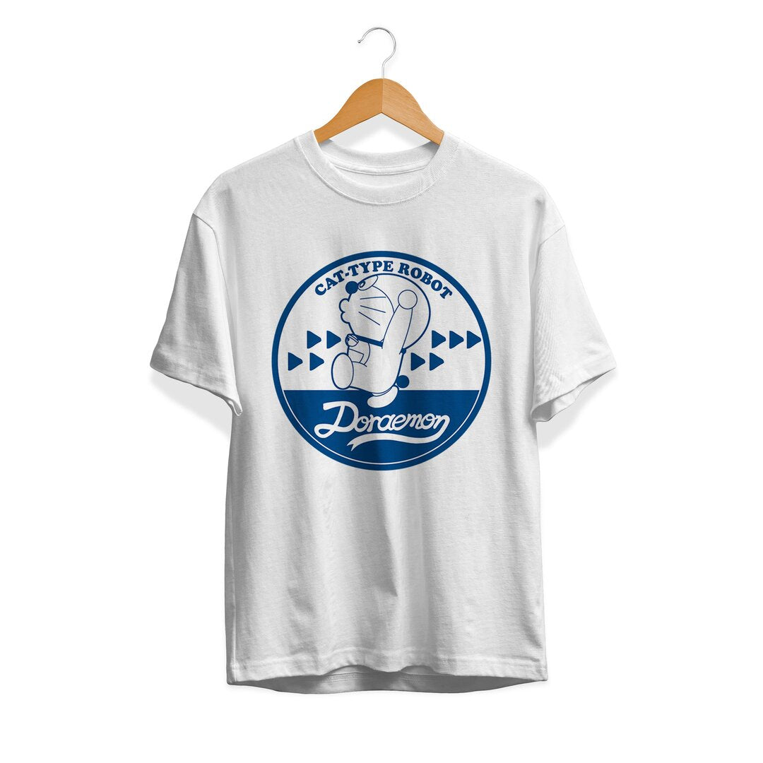Cat Type Robot Retro Unisex Half Sleeve T-Shirt — White