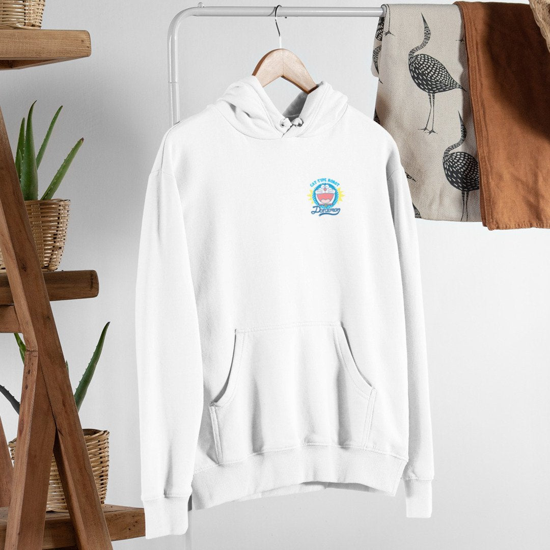 Cat Type Robot Unisex Hooded Sweatshirt — White