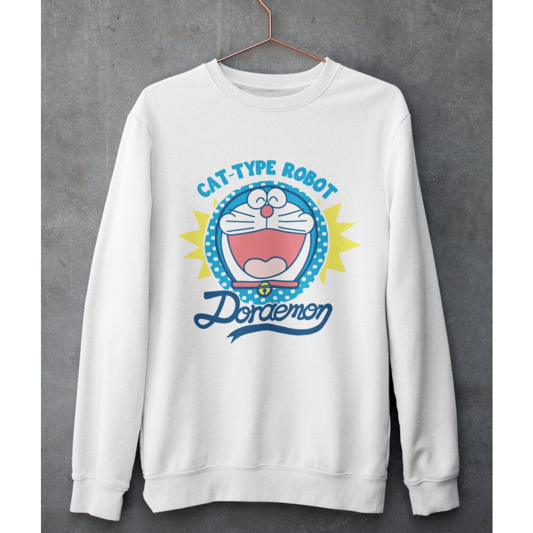 Cat Type Robot Unisex Sweatshirt — White