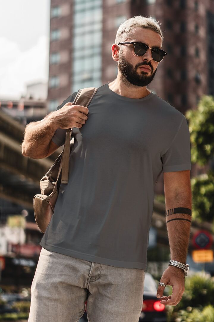 Men/Unisex Plain Half Sleeve T-Shirt — Charcoal Grey