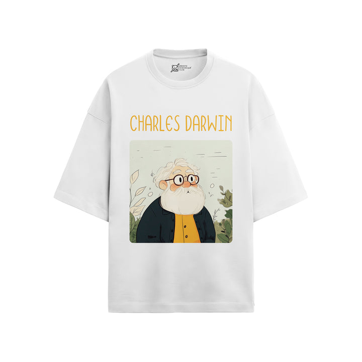 Charles Darwin Oversized French Terry T-Shirt #GeniusDoodles