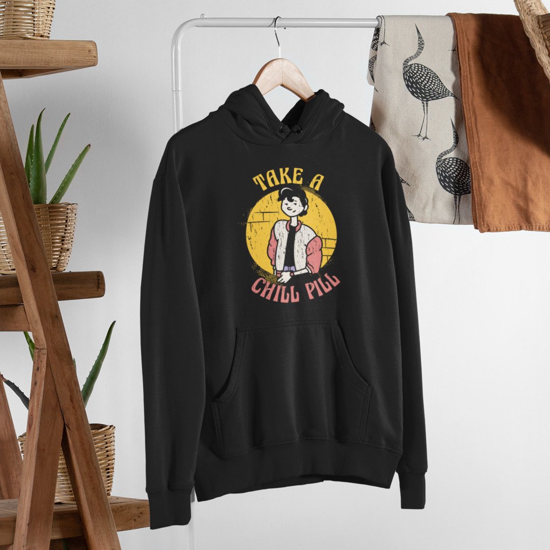 Chill Pill Retro graphic hoodie – Fourth Dimension Club