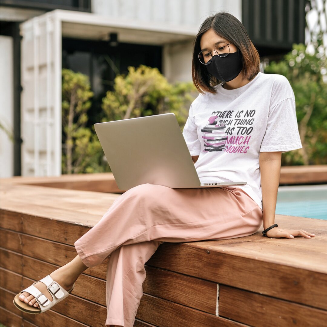 Too Much Movies oversized tee front graphic – Fourth Dimension Club
