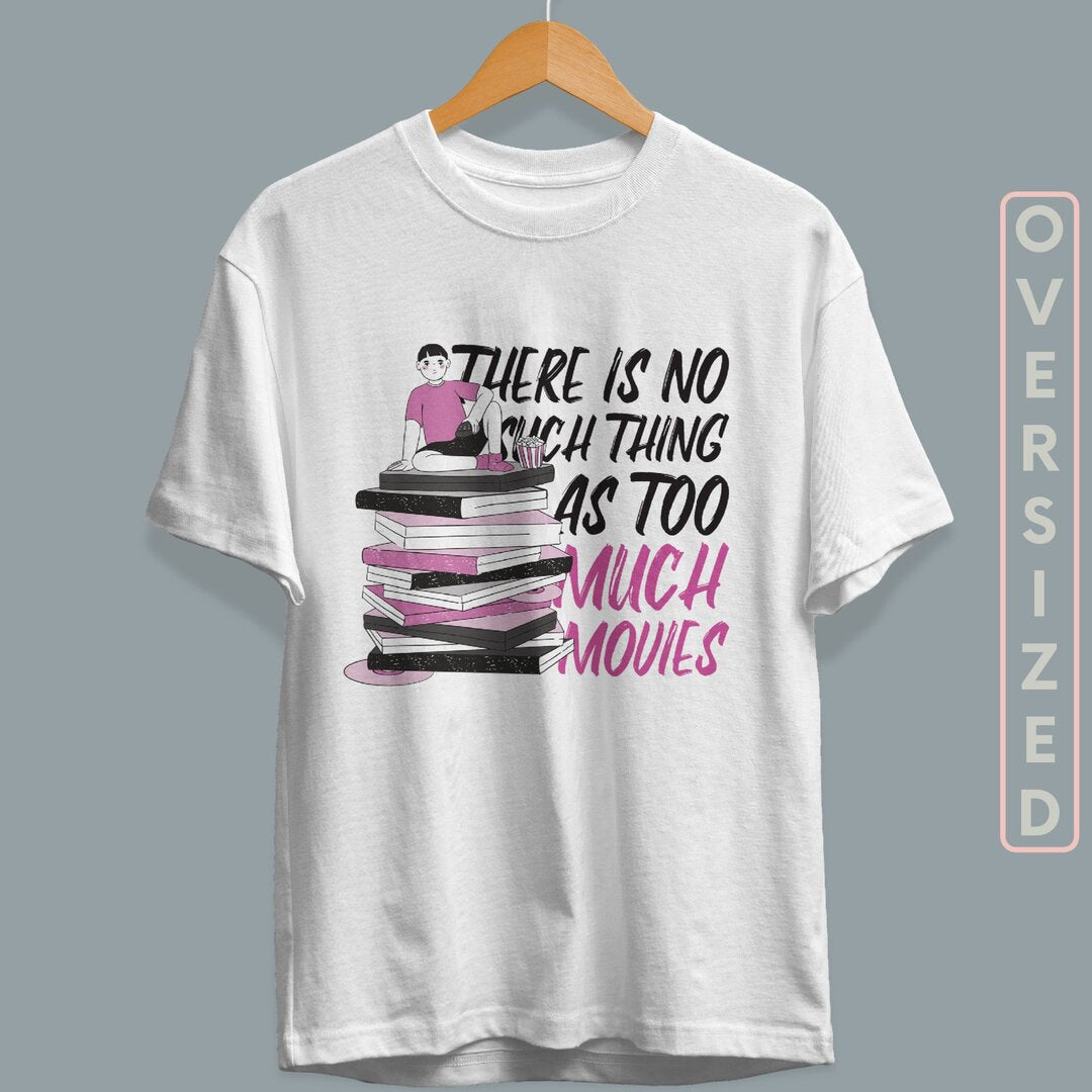 Too Much Movies Unisex Oversized T-Shirt — back view