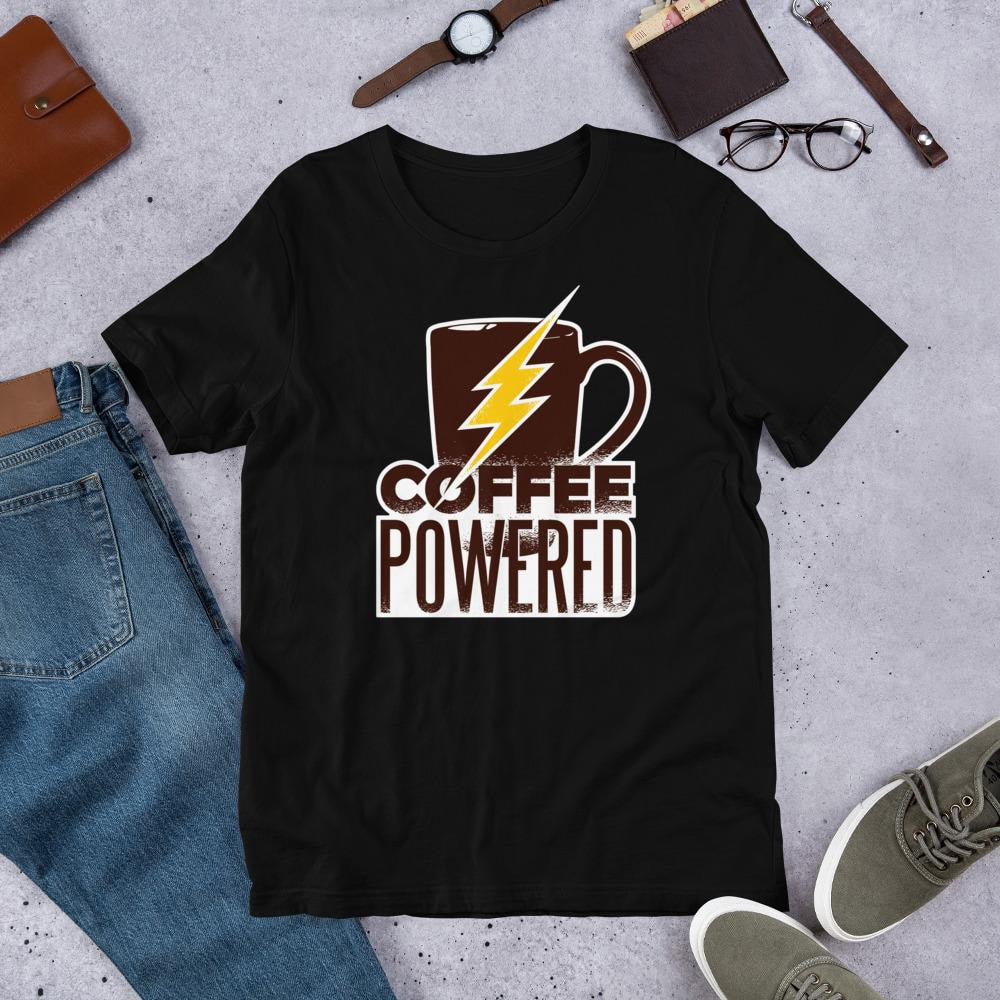 Coffee Powered Half Sleeve T-Shirt — Black