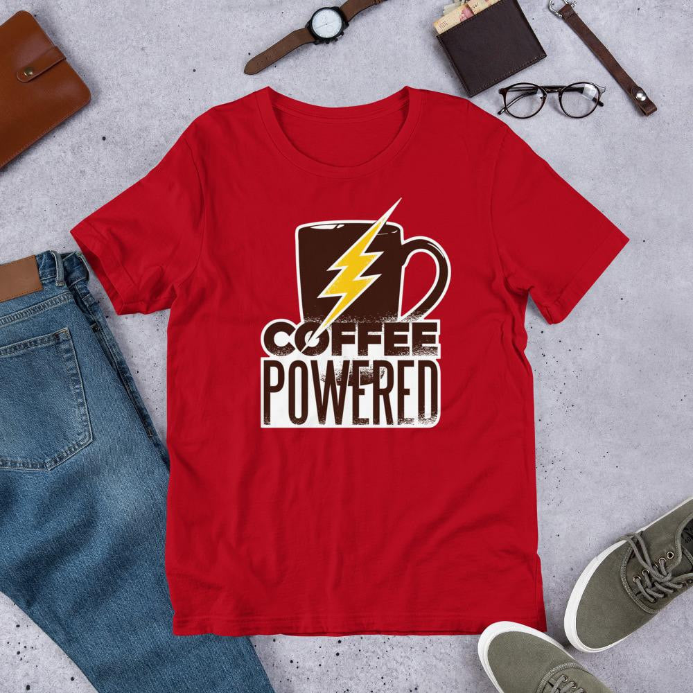 Coffee Powered Half Sleeve T-Shirt — Red
