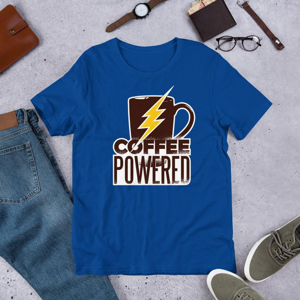 Coffee Powered Half Sleeve T-Shirt — Blue