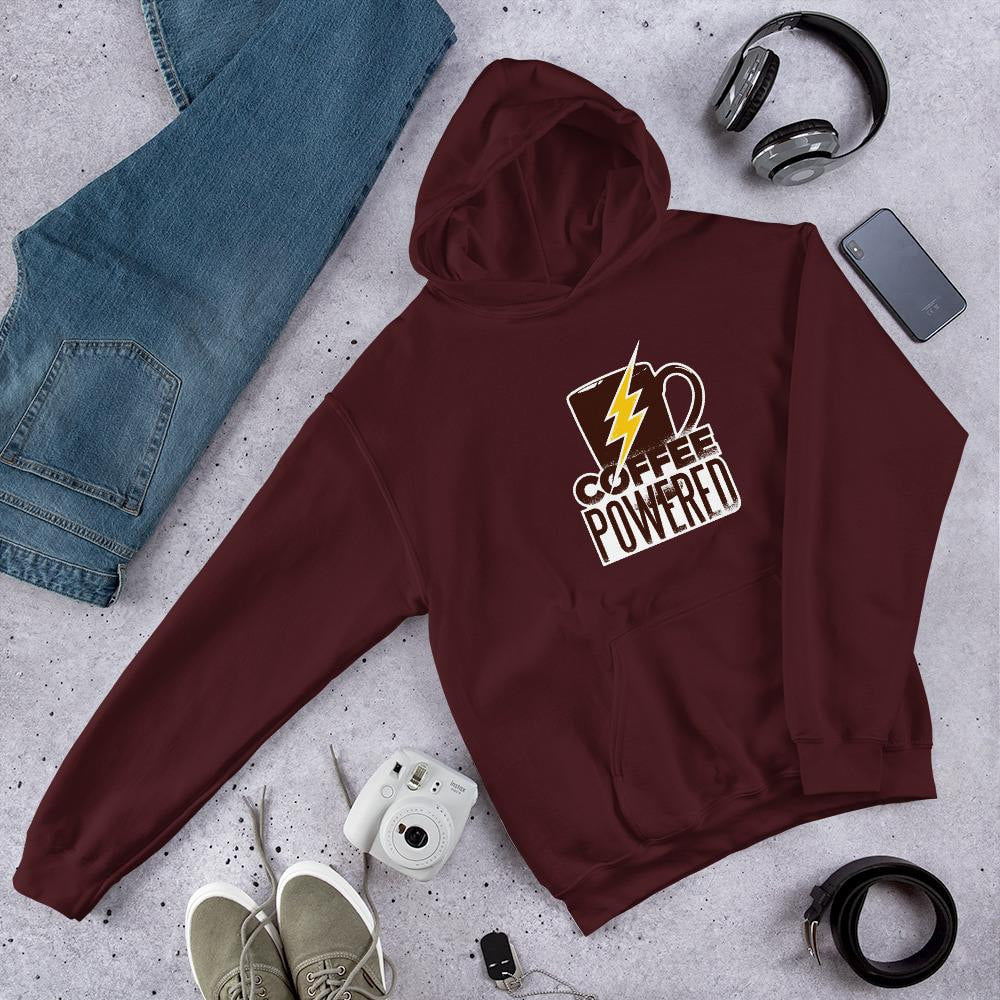 Coffee Powered Unisex Hooded Sweatshirt — Maroon