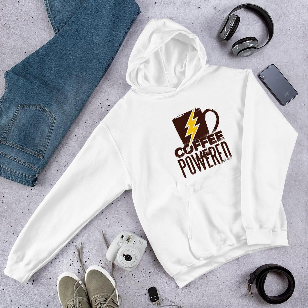 Coffee Powered Unisex Hooded Sweatshirt — White