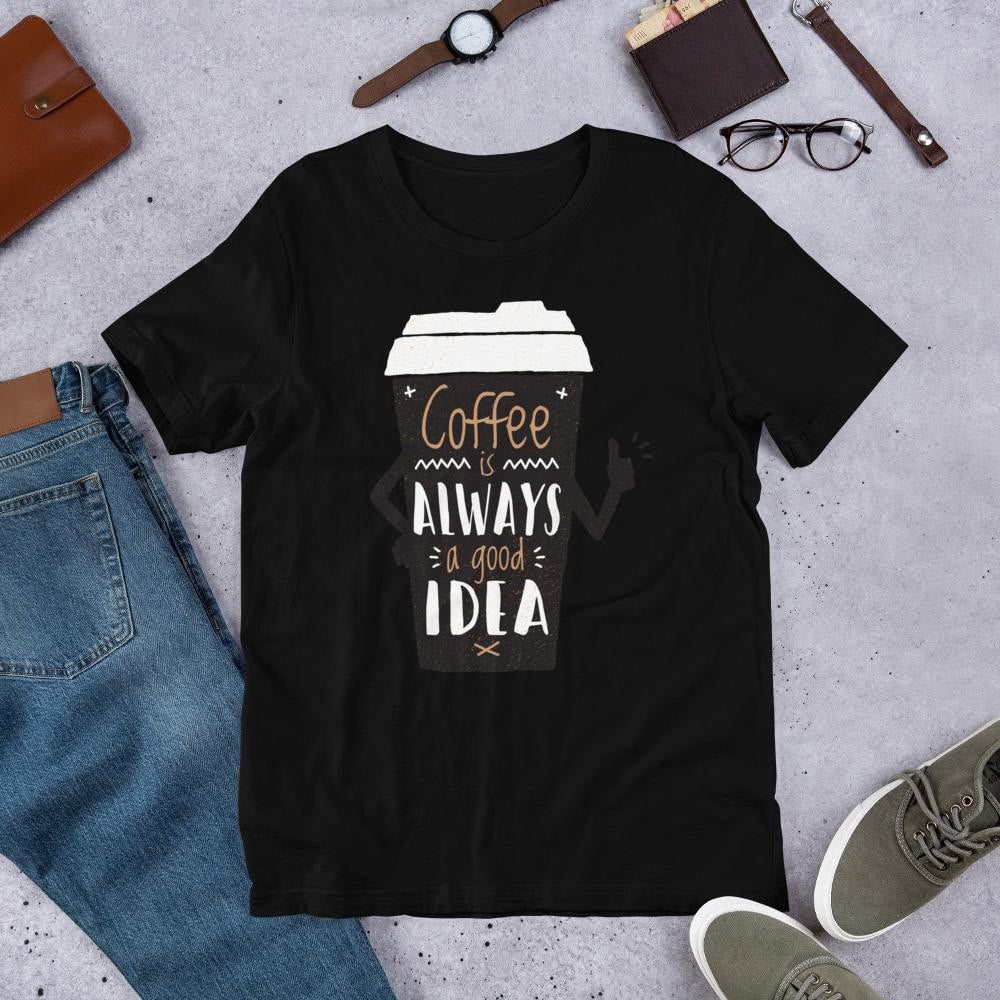 Coffee Always Good Half Sleeve T-Shirt — Black