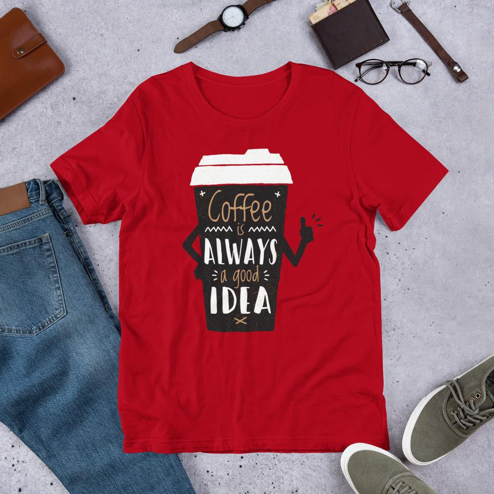 Coffee Always Good Half Sleeve T-Shirt — Red