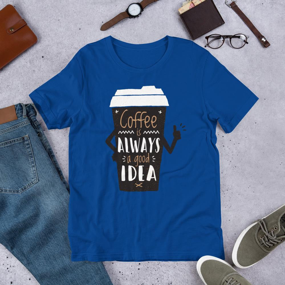 Coffee Always Good Half Sleeve T-Shirt — Blue