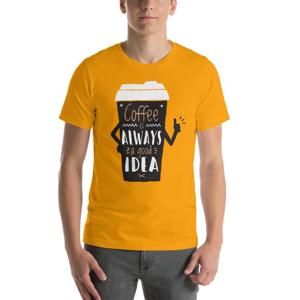 Coffee Always Good Half Sleeve T-Shirt — Gold (2)