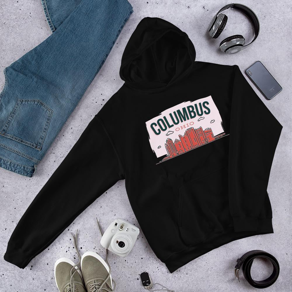 Columbus Ohio Unisex Hooded Sweatshirt — Black