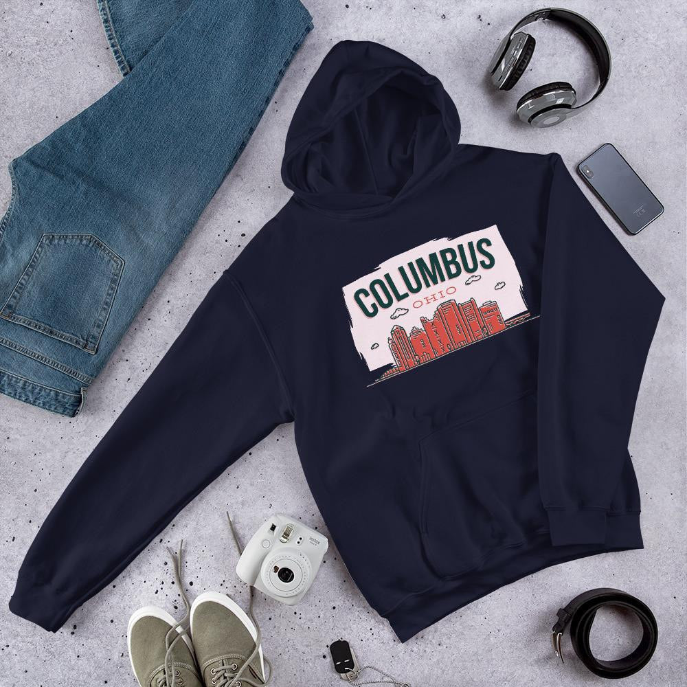 Columbus Ohio Unisex Hooded Sweatshirt — Navy