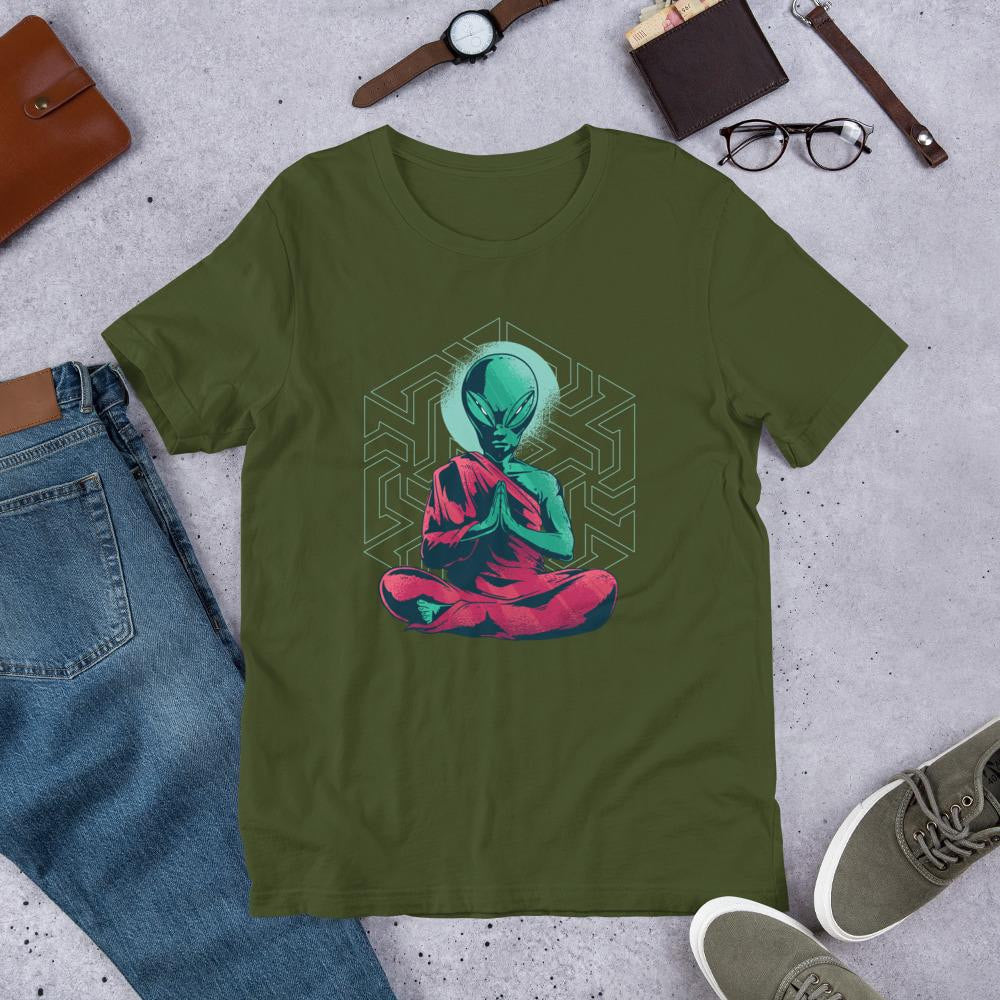 Alien Monk Half Sleeve T-Shirt — Olive