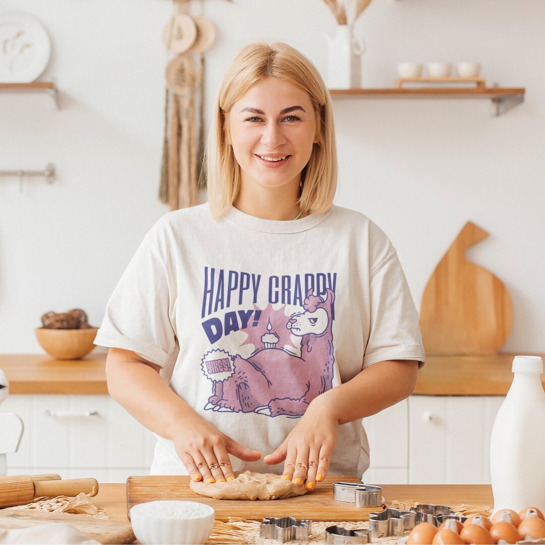 Crappy Day Llama oversized tee front graphic – Fourth Dimension Club