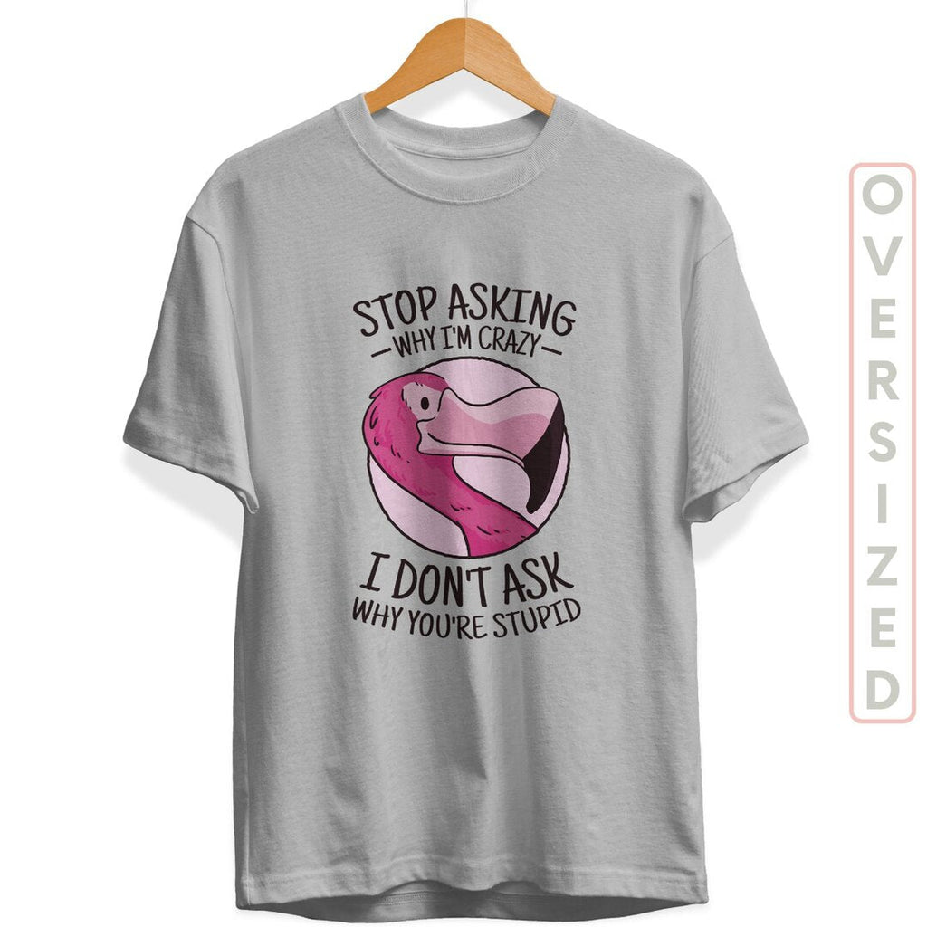 Crazy Flamingo Unisex Oversized T-Shirt — back view