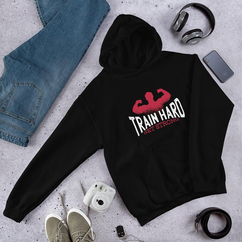Train Hard Unisex Hooded Sweatshirt — Black