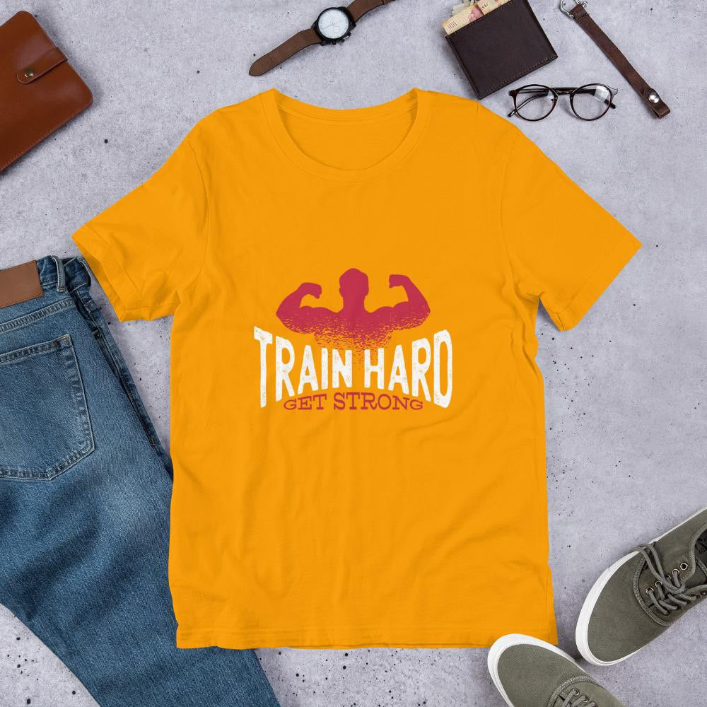 Train Hard Half Sleeve T-Shirt — Gold