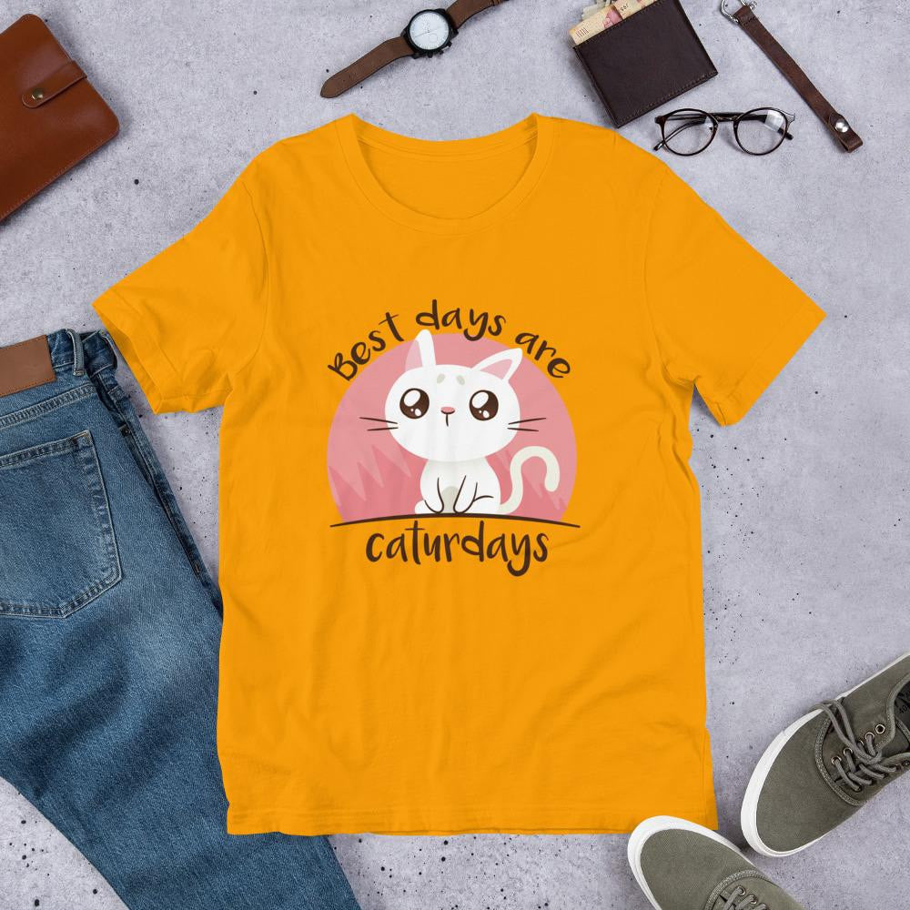 Caturdays Half Sleeve T-Shirt — Gold