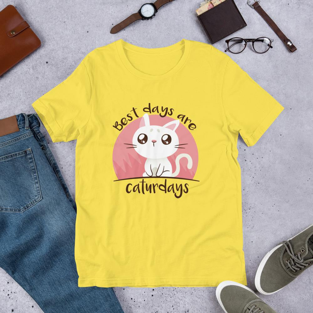 Caturdays Half Sleeve T-Shirt — Yellow
