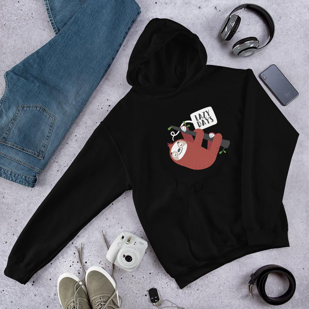 Lazy days Sloth Unisex Hooded Sweatshirt — Black