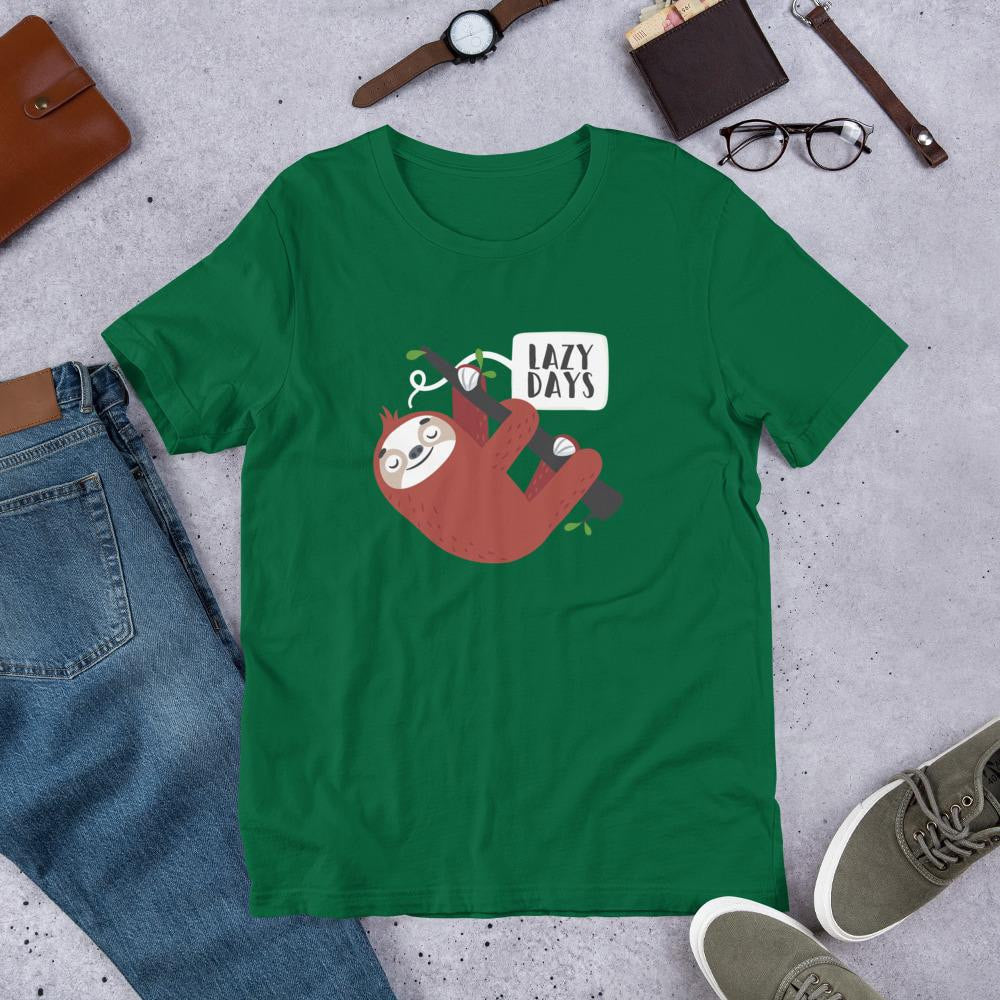 Lazy Days Sloth Half Sleeve T-Shirt — Green
