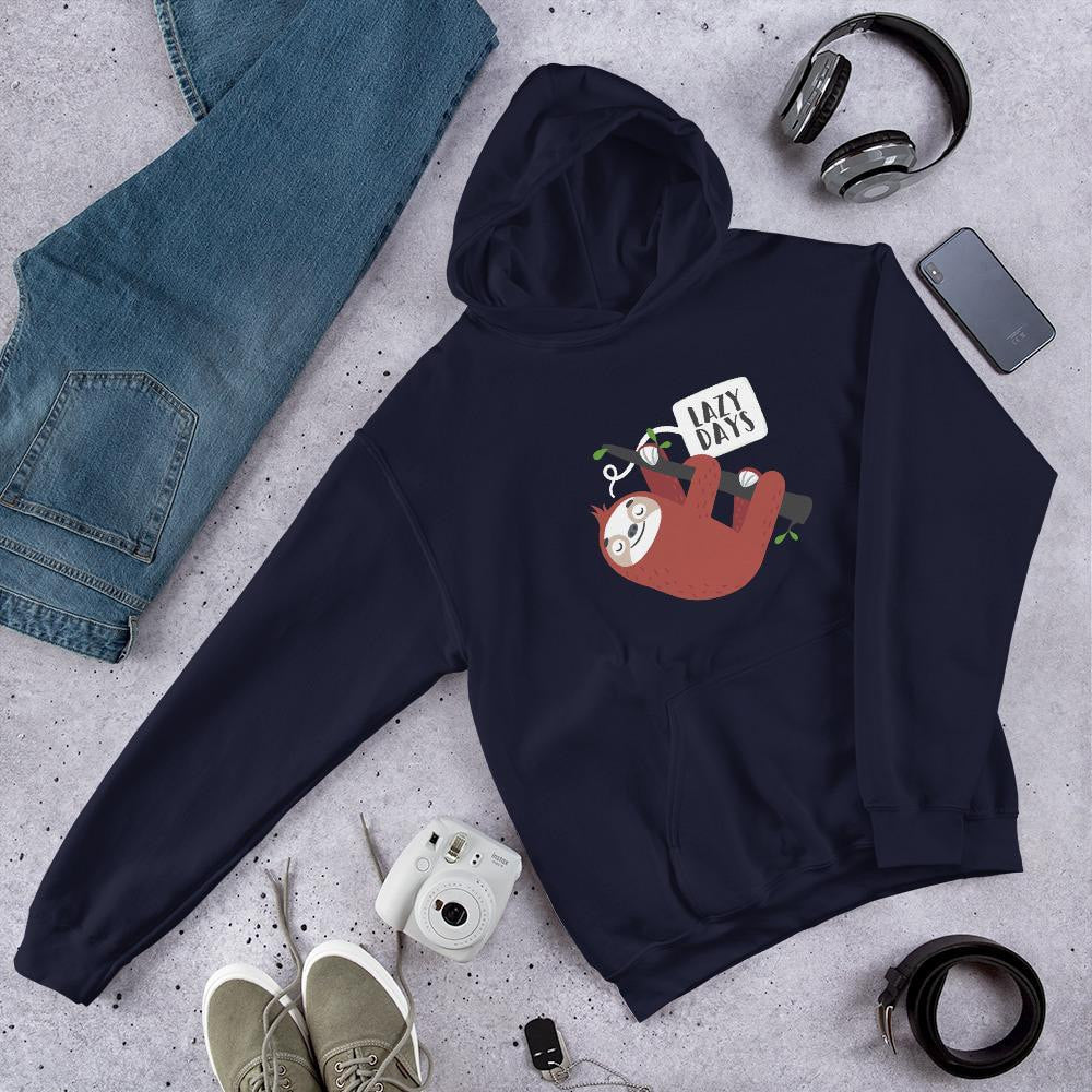 Lazy days Sloth Unisex Hooded Sweatshirt — Navy