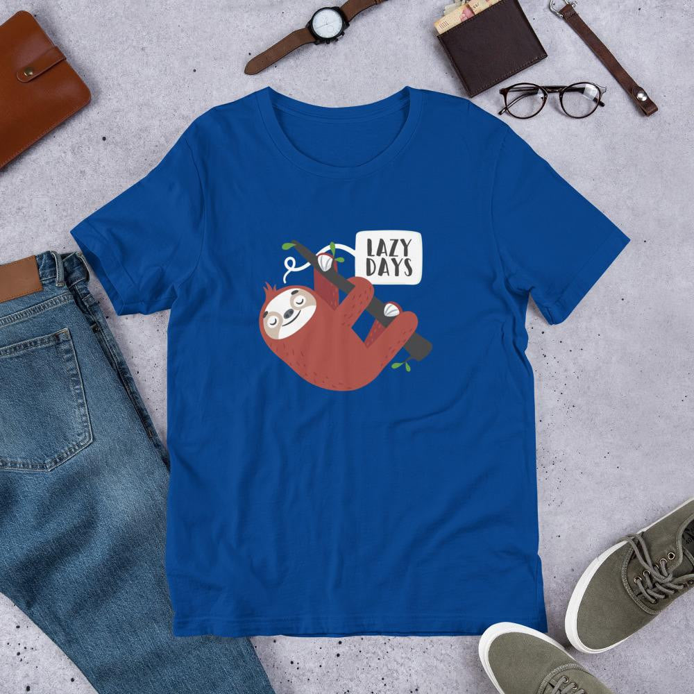 Lazy Days Sloth Half Sleeve T-Shirt — Blue