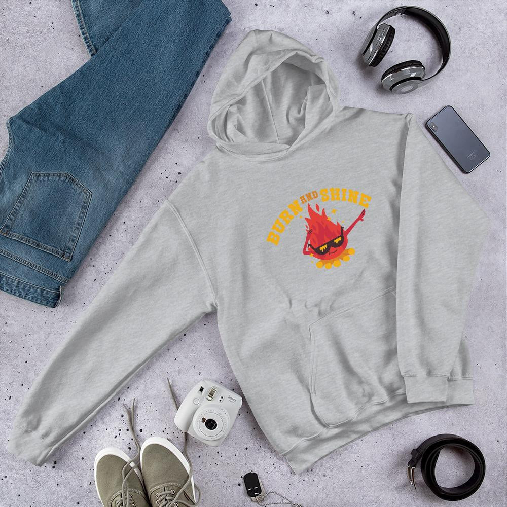 Cute Fire Unisex Hooded Sweatshirt — Grey