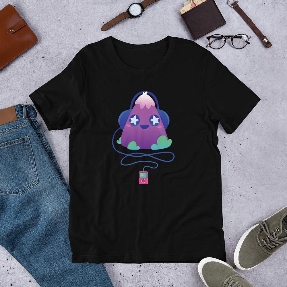 Cute Music Half Sleeve T-Shirt — Black