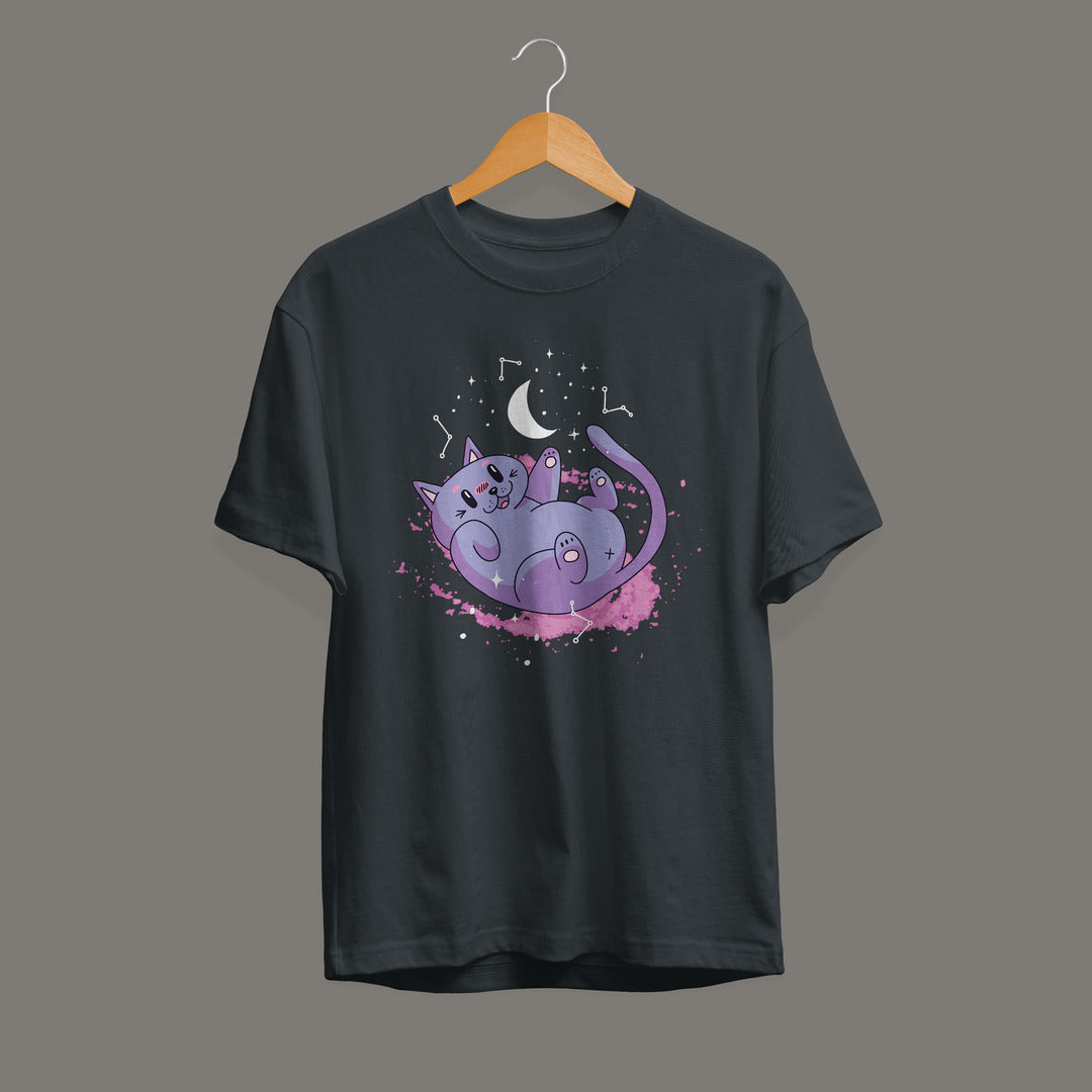 Cute Space Cat science tee front graphic – Fourth Dimension Club