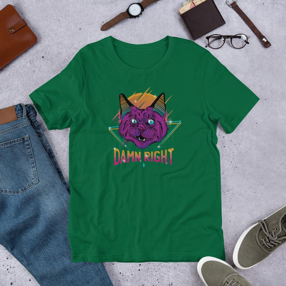 Neon Cat Half Sleeve T-Shirt — Green