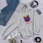Neon Cat Unisex Hooded Sweatshirt — Grey