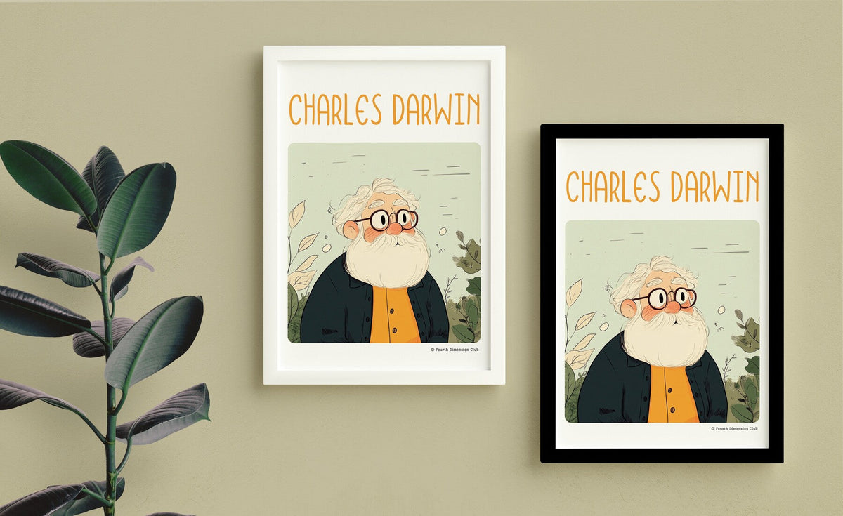 Charles Darwin Framed Poster — back view