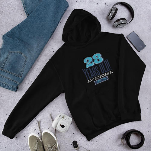 28 Years Awesome Unisex Hooded Sweatshirt — Black