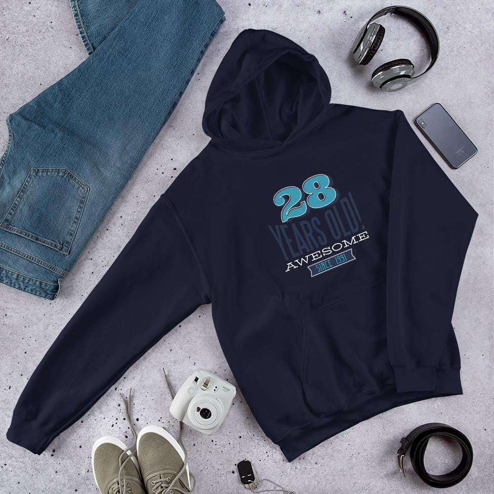 28 Years Awesome Unisex Hooded Sweatshirt — Navy