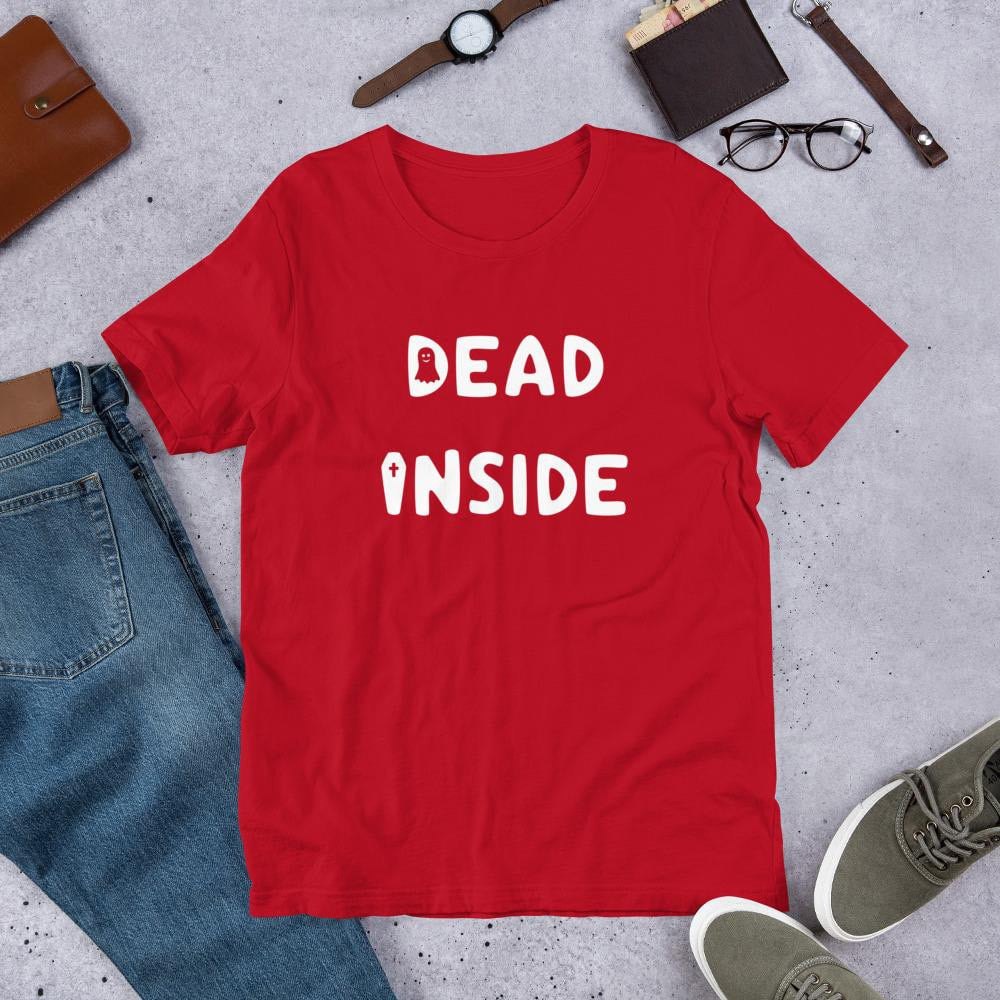 Dead Inside Half Sleeve T-Shirt — Red