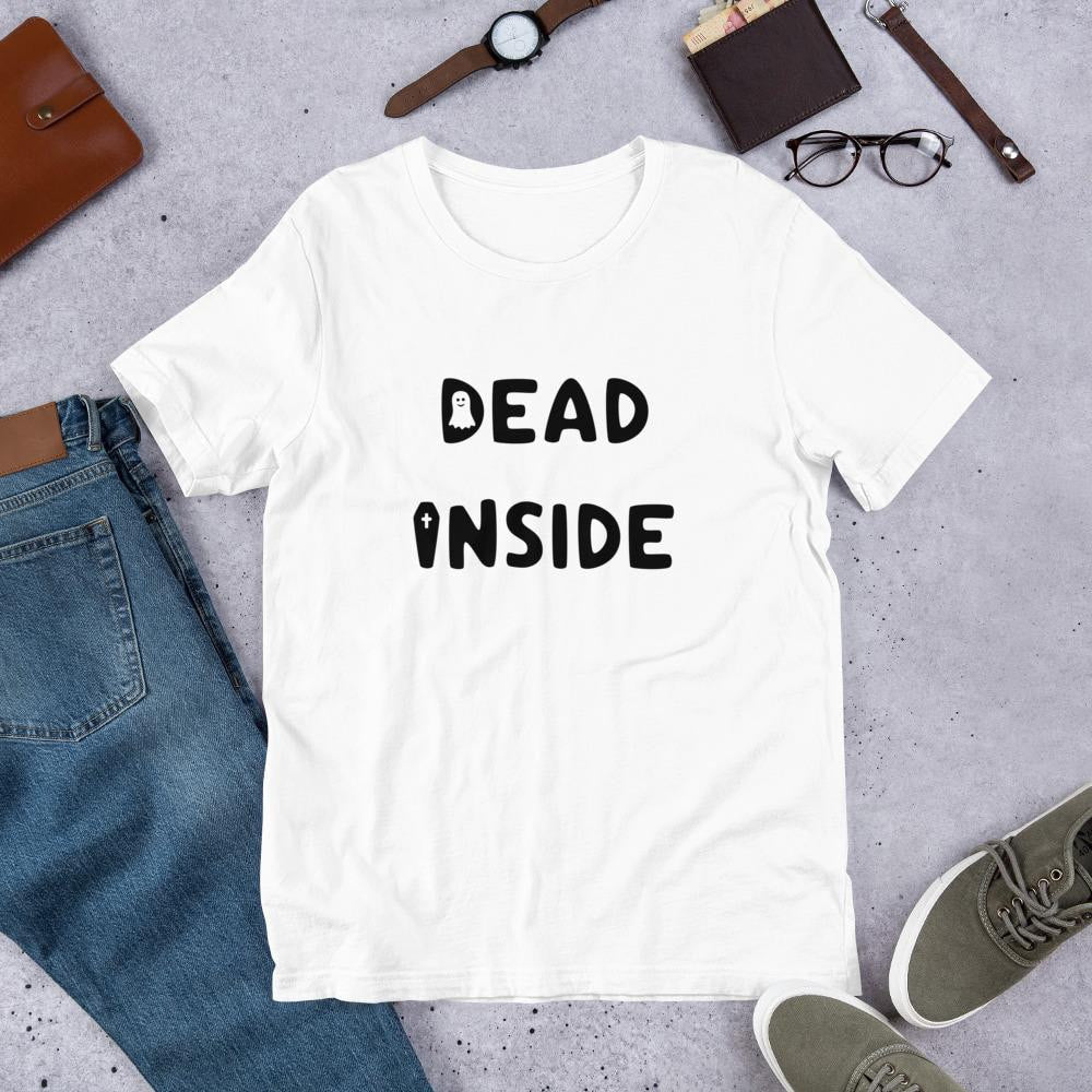 Dead Inside Half Sleeve T-Shirt — White