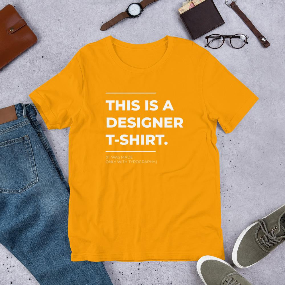 Designer Typography Half Sleeve T-Shirt — Gold