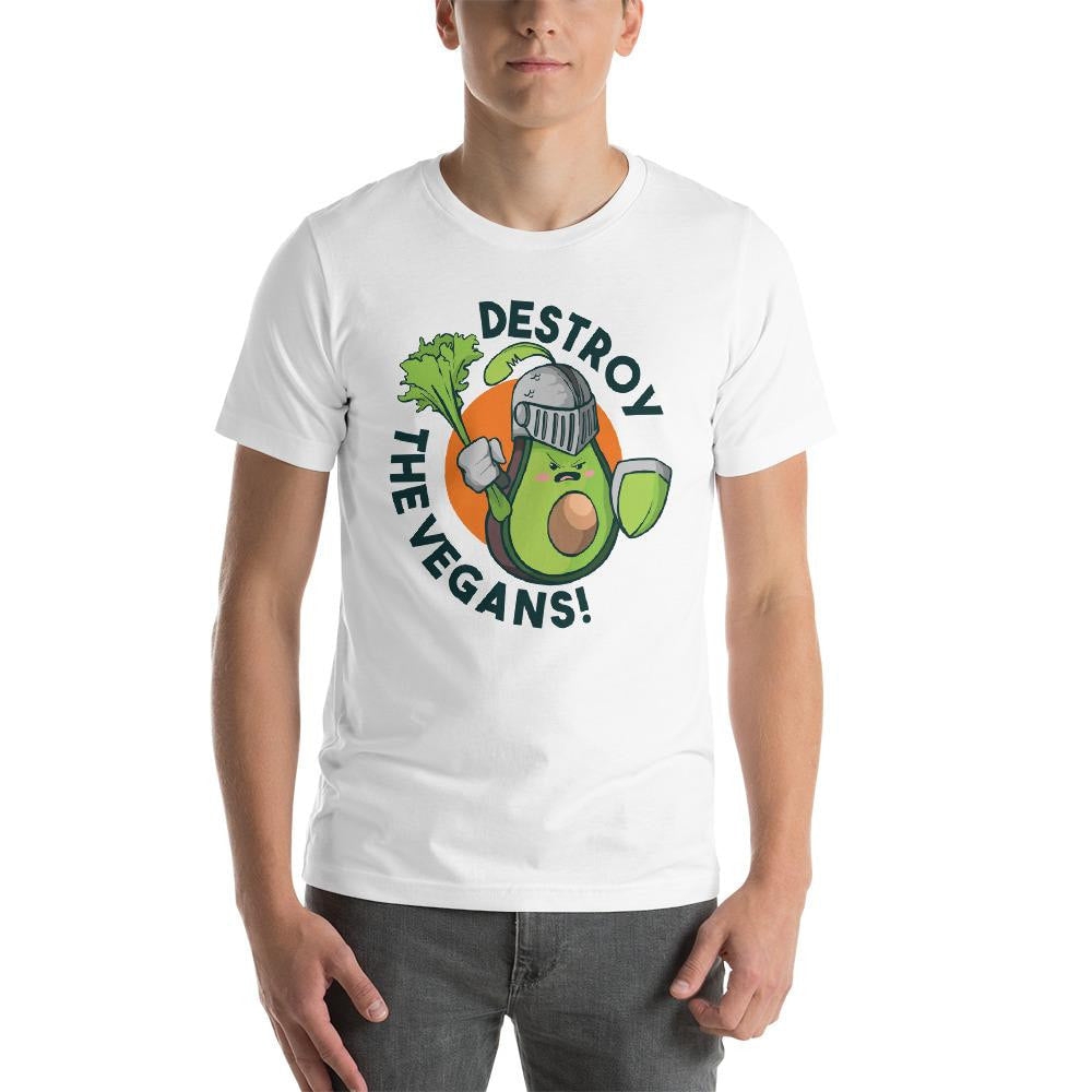 Destroy The Vegans Half Sleeve T-Shirt — White (2)