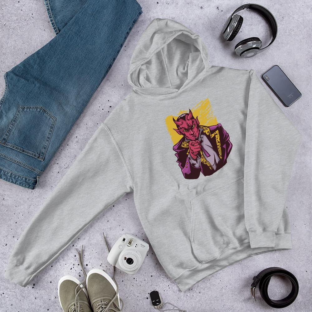 Pointing Lucifer Unisex Hooded Sweatshirt — Grey