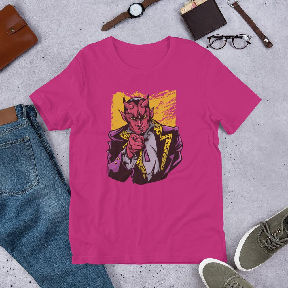 Pointing Lucifer Half Sleeve T-Shirt — Pink