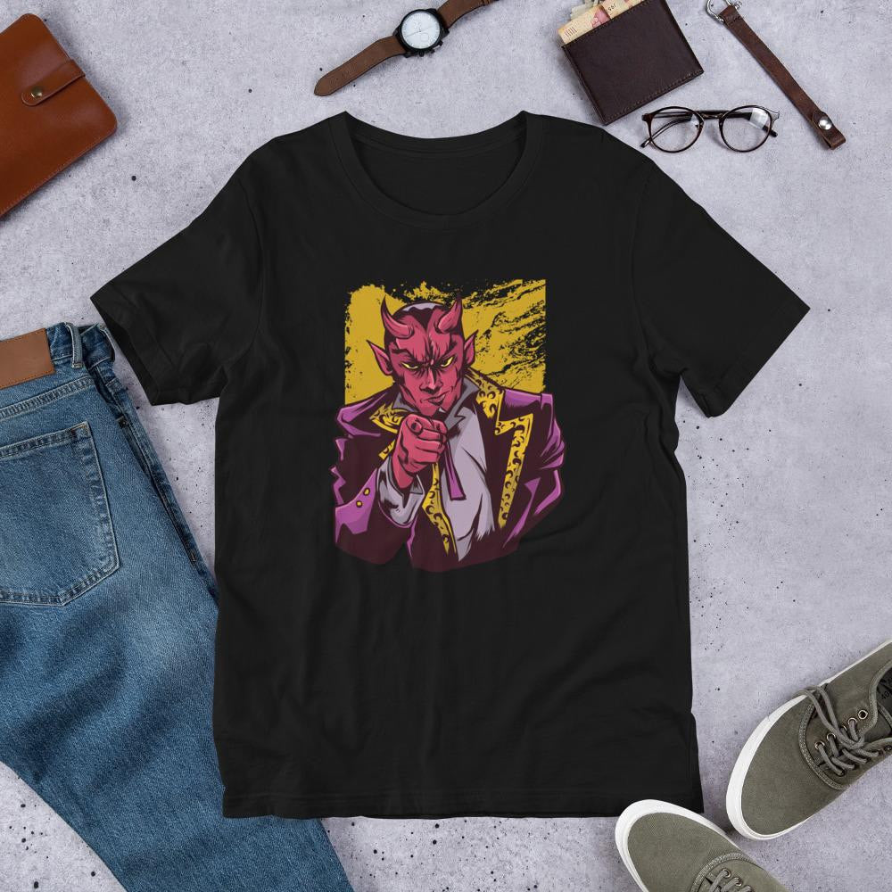 Pointing Lucifer Half Sleeve T-Shirt — Black