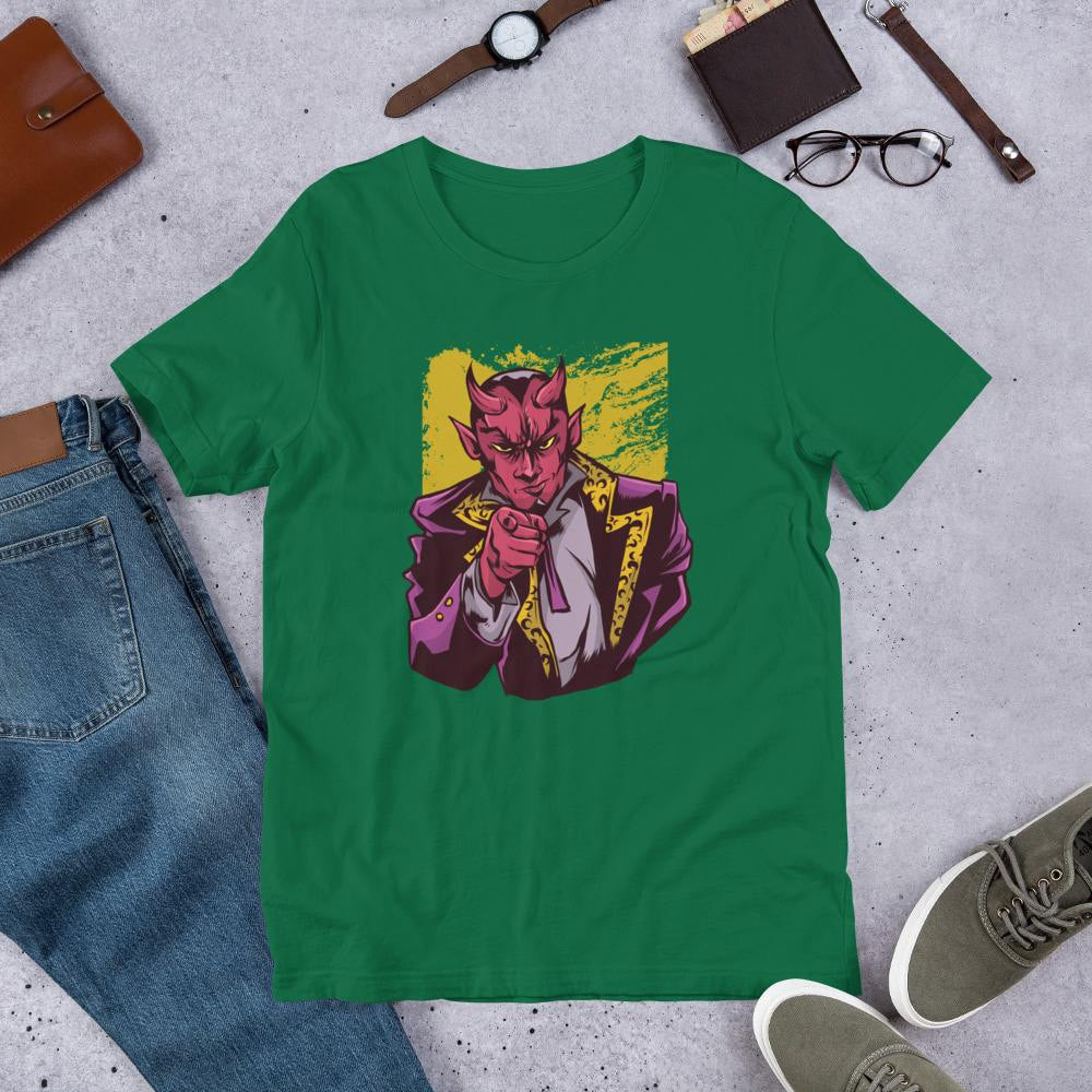 Pointing Lucifer Half Sleeve T-Shirt — Green
