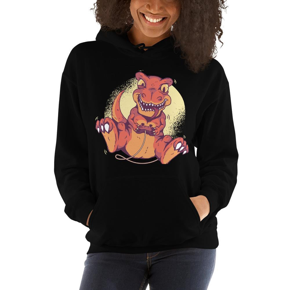Gaming Dino Unisex Hooded Sweatshirt — detail view 5