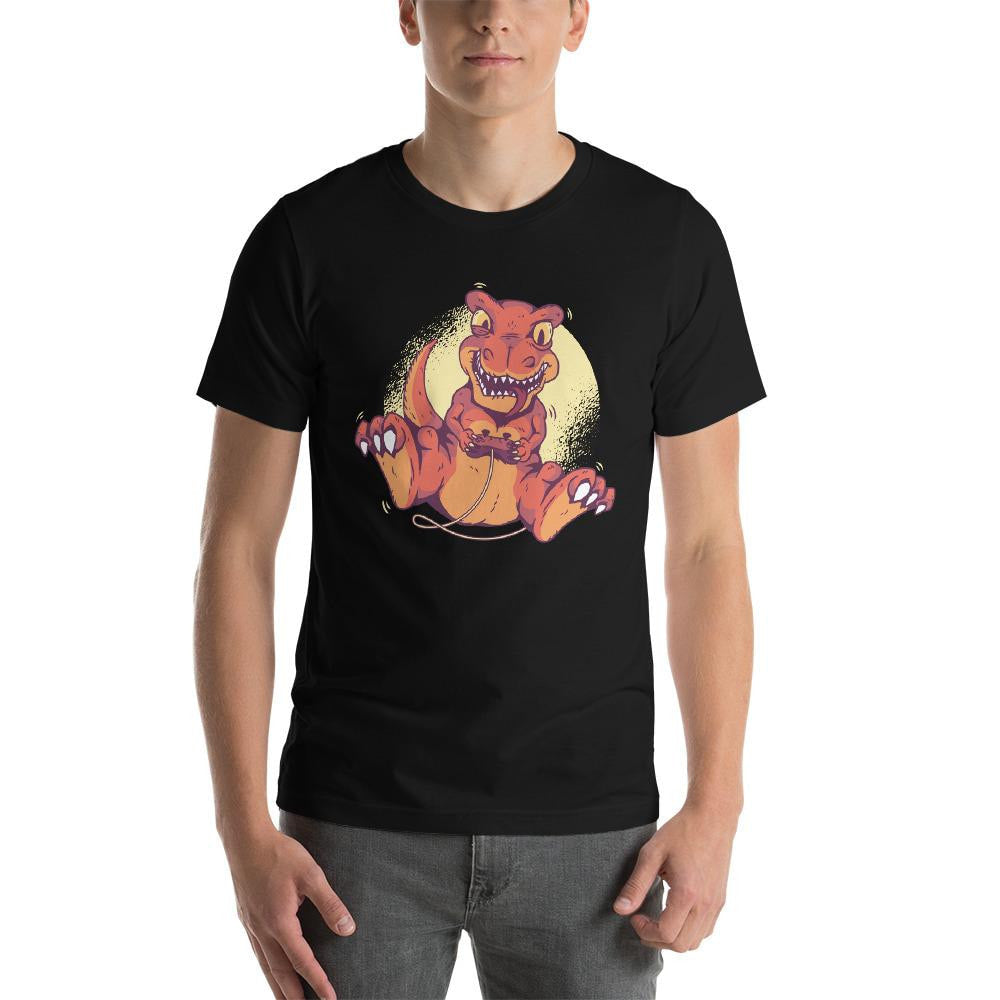 Gaming Dino Half Sleeve T-Shirt — Black (2)