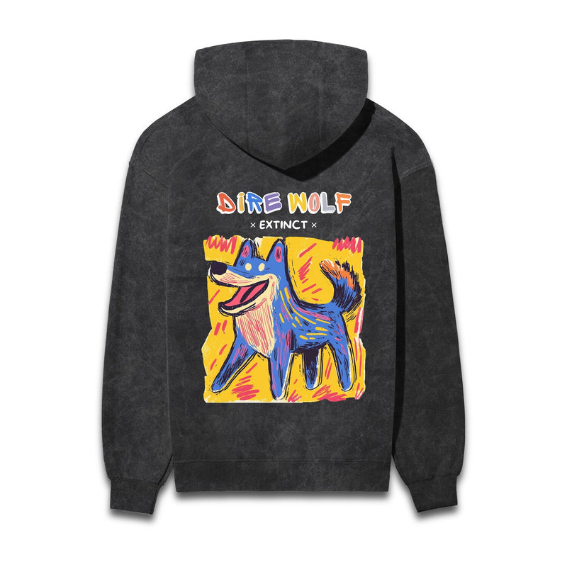 Dire Wolf Acid Wash Hooded Sweatshirts #AncientArchives